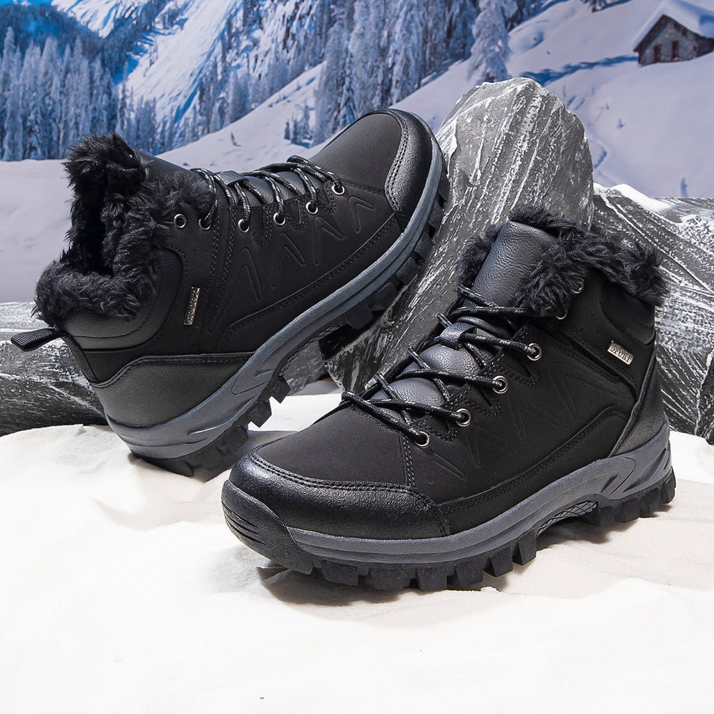 Mens Plus-Size High-Top Fleece-Lined Thermal Cotton Shoes