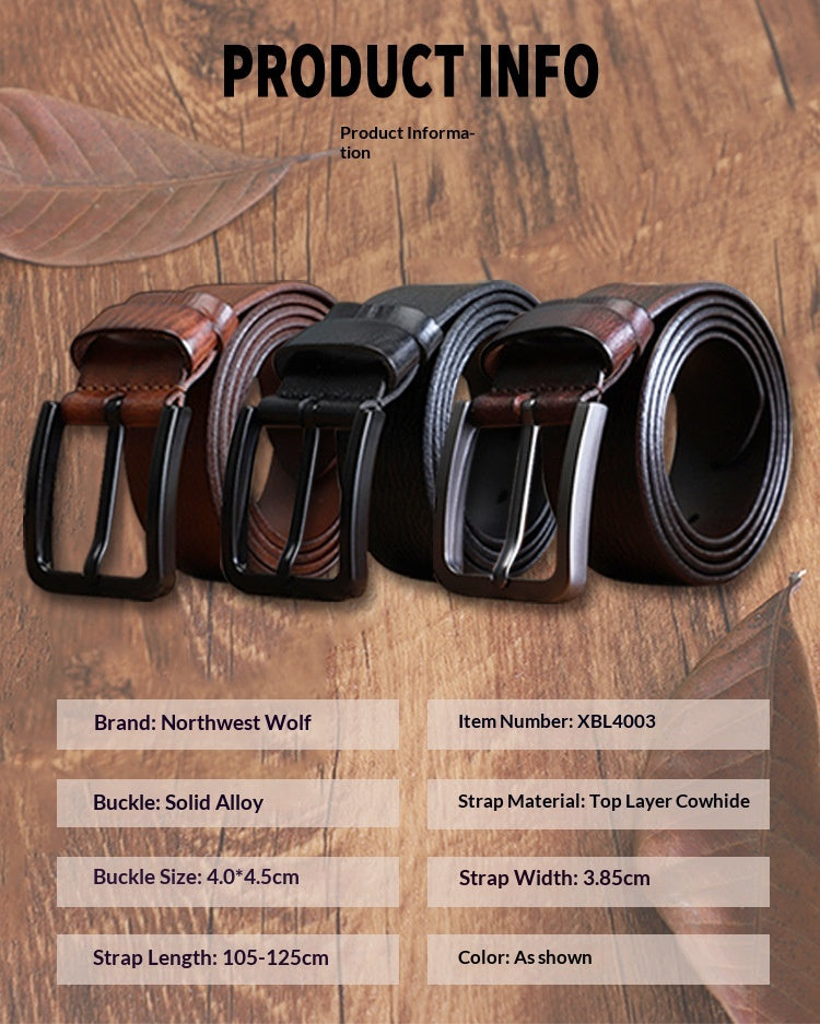 Men's Alloy Pin-buckle Belt With Top-layer Cowhidenew Casual Style