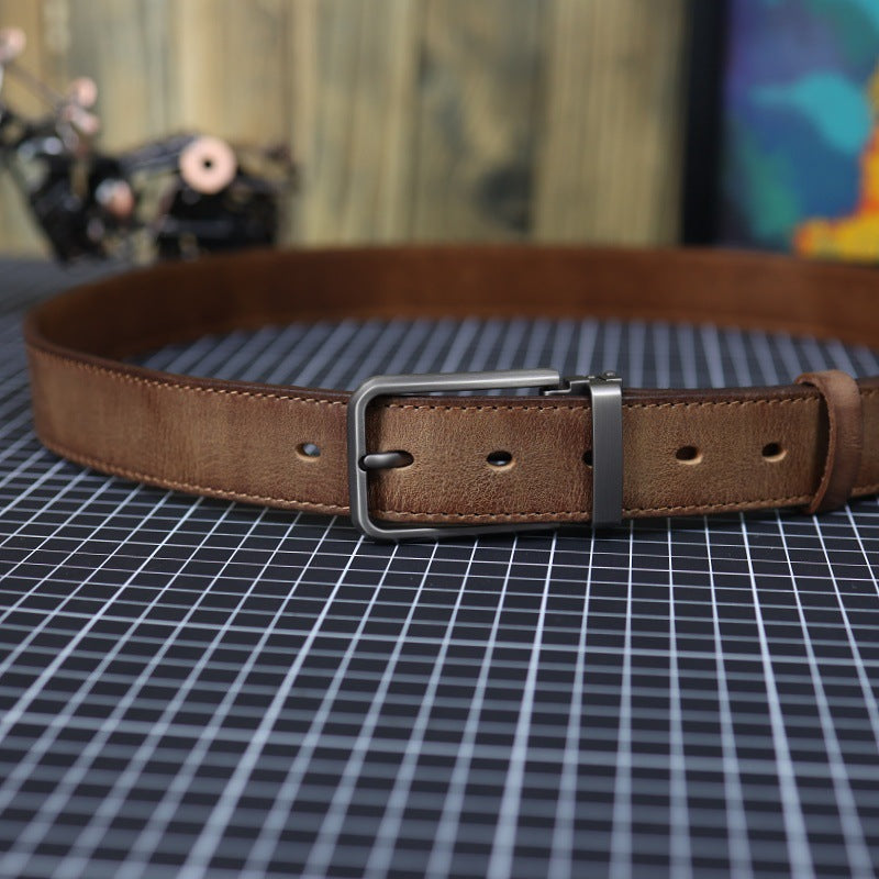 Men's Vintage Genuine Leather Belt With Pin Buckle