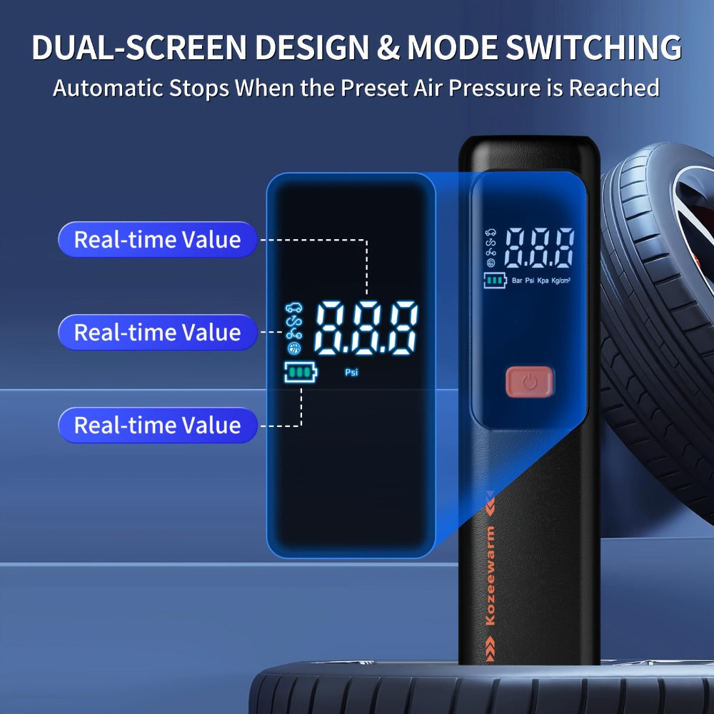 Cordless Tire Inflator Portable Air Compressor – USB-C Rechargeable, Digital Gauge, 3X Fast Inflation for Car Tires, Bikes — 