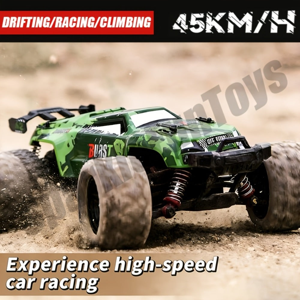 Remote Control Car, 1:16 Scale Alloy Off-Road Truck with 2.4GHz Control, 45KM/H Source Speed, LED Lights and Rechargeable Bat