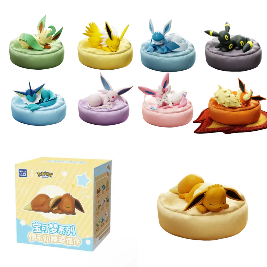 Eevee Eeveelutions Sleeping Pose Blind Box PVC Figure – All 9 Characters Vaporeon Jolteon Flareon Espeon Umbreon Leafeon Glac