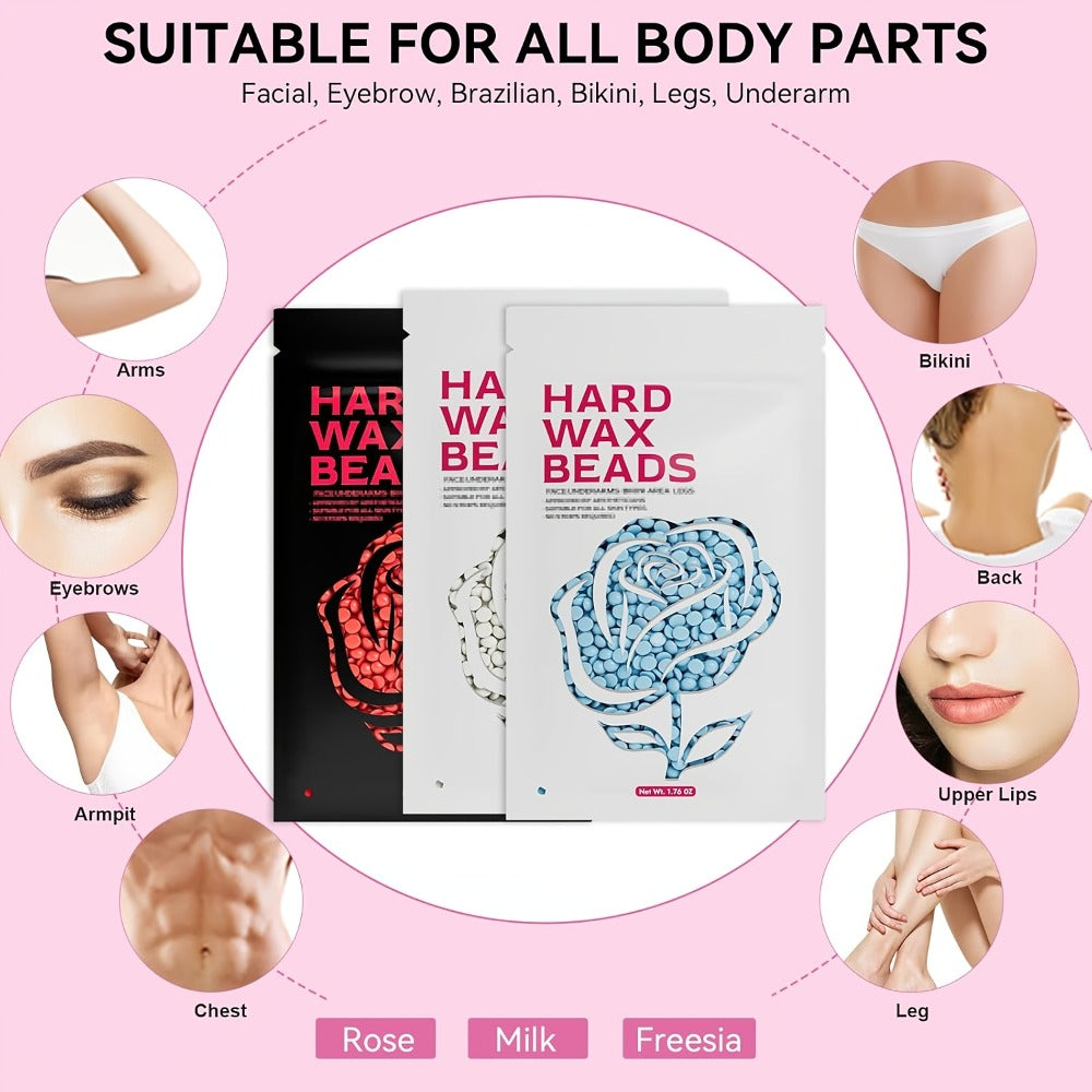 Wax Hair Removal Kit Digital Wax Pot with 6 Wax Bead Packets – Smart Temperature Control Salon-Grade Waxing Set for Body Biki