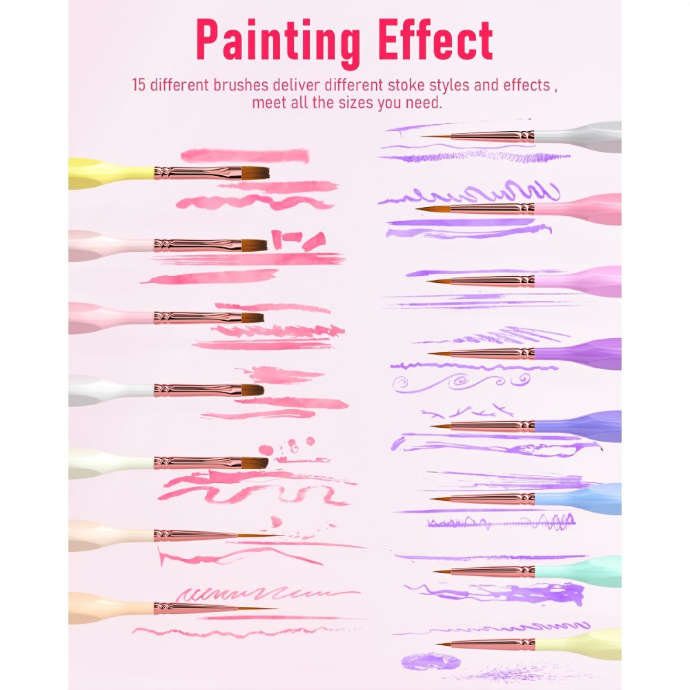 Miniature Paint Brush Set 15 Piece with Case, Micro Fine Detail Brushes for Acrylic, Oil, Watercolor — image 3