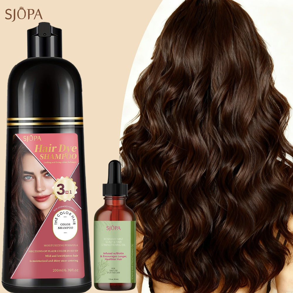 Hair Color Shampoo, SJOPA 3-in-1 Bottle-and-Dropper Set with 10 Rose, Brown, Purple and Black Color Options — image 18