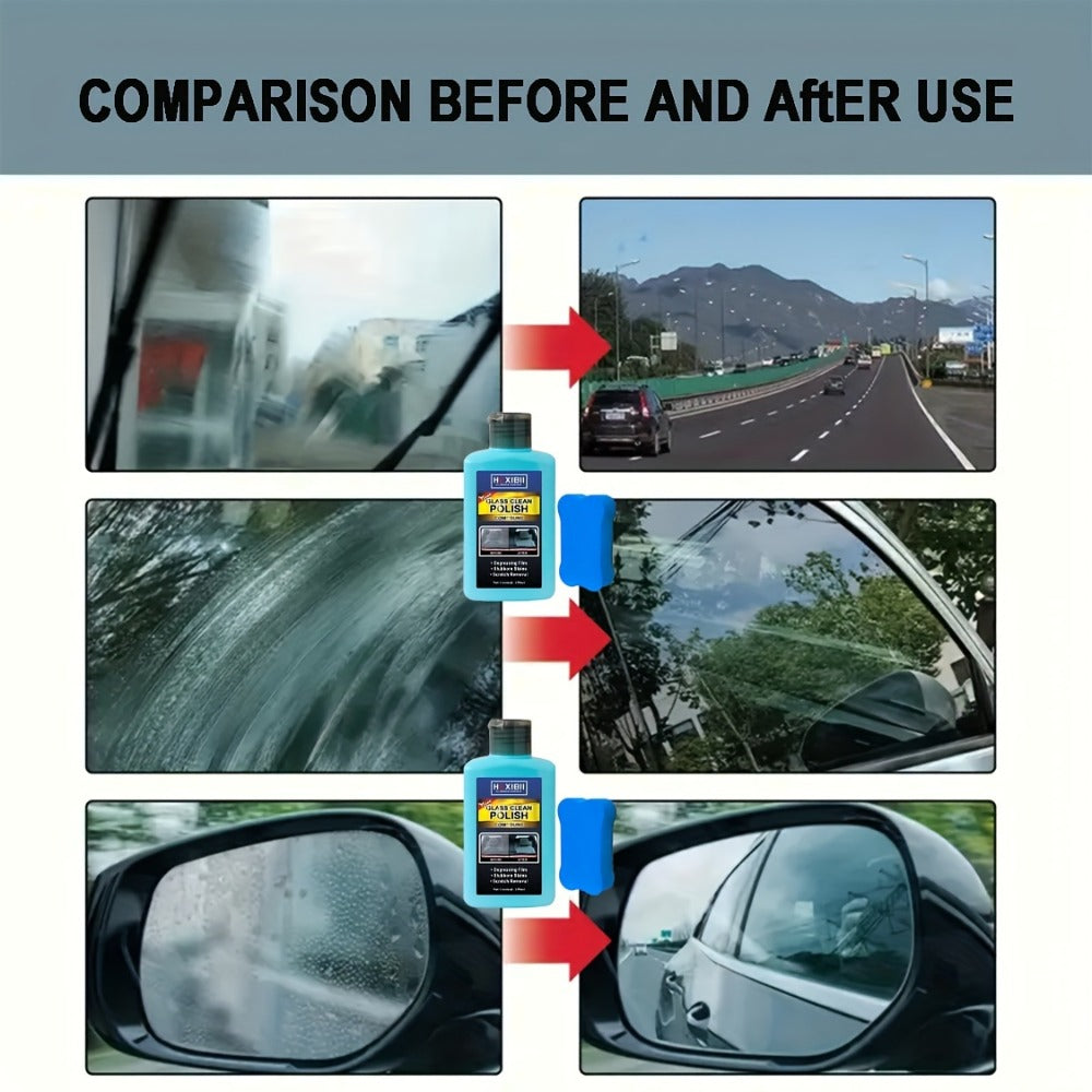 Car Glass Polish by HEXIBII, 150ml Oil-Film Cleaner Compound with Two Sponge Applicators for Windshields — image 8