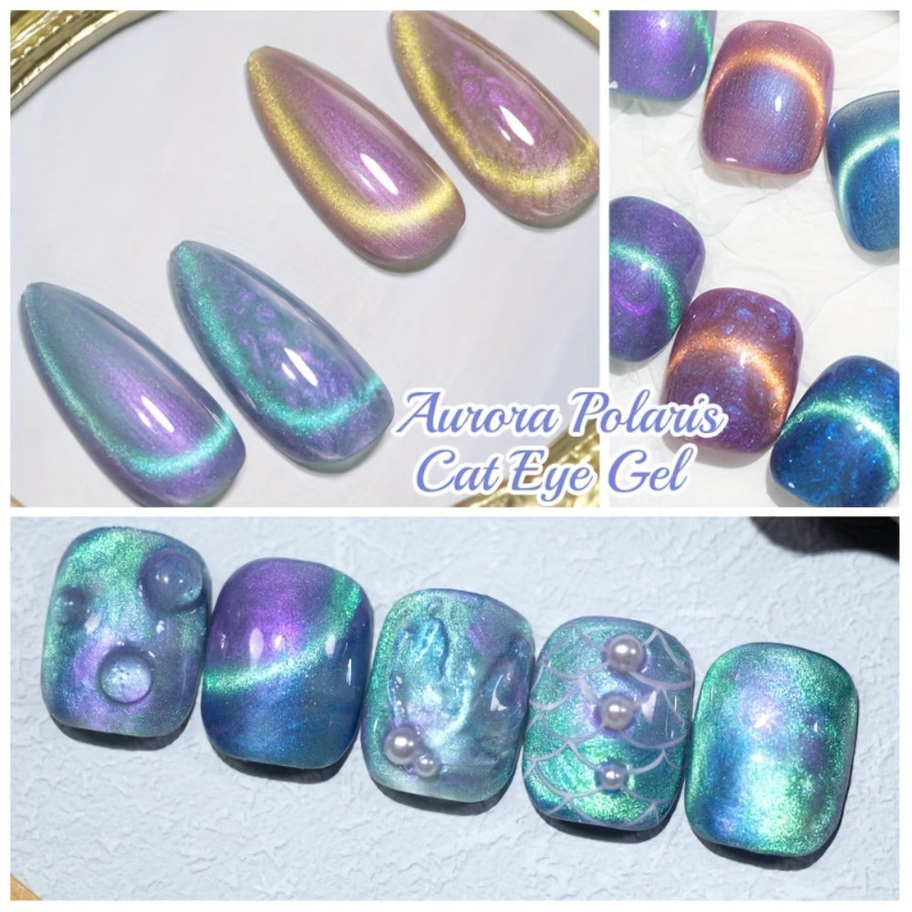 Gel Nail Polish 6-Piece 9D Aurora Magnetic Cat-Eye Set with Pearl-Shell Glitter Effect and UV/LED Soak-Off Cure — image 8
