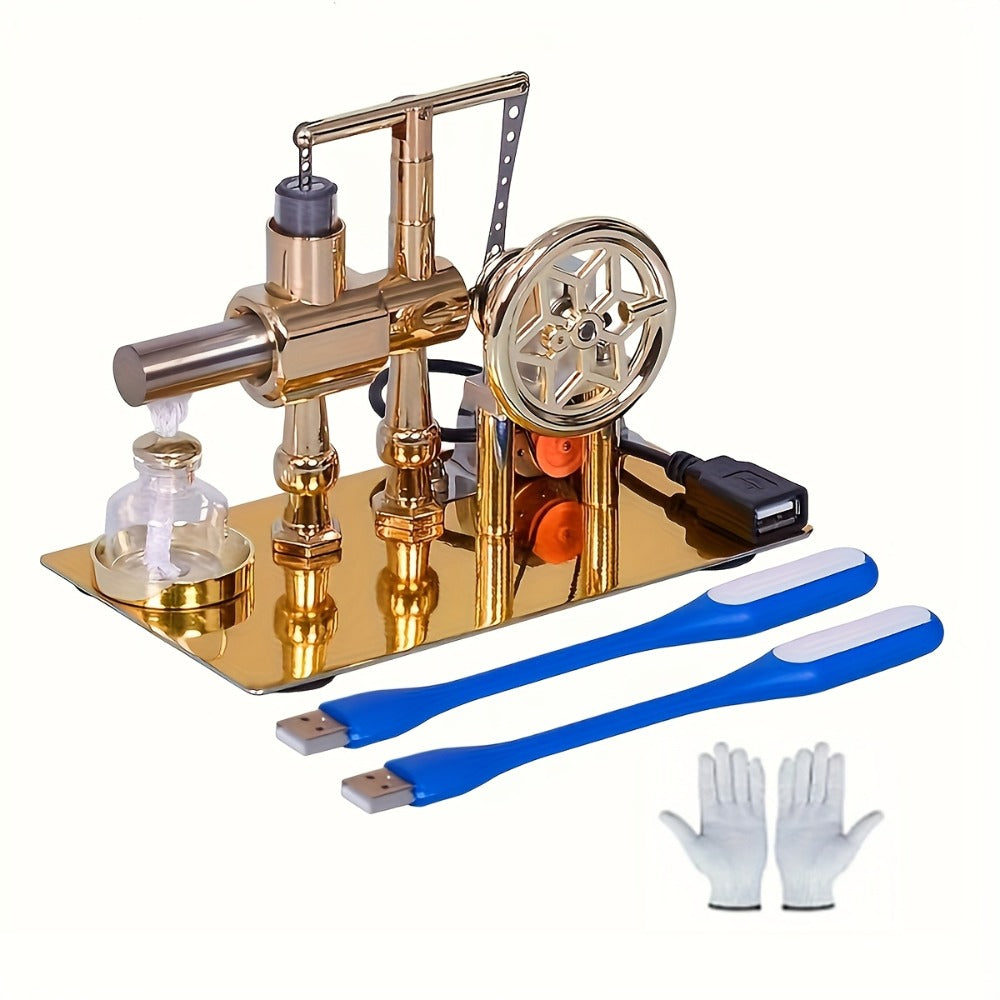 Stirling Engine Generator Kit Single Cylinder Stainless Steel, Real Working Heat Engine Model Generates Electricity — image 6