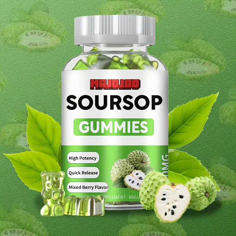 Soursop Graviola Gummies 2000mg, 60 Count Antioxidant Supplement for Men & Women, Supports Digestion & Immune Health — image 