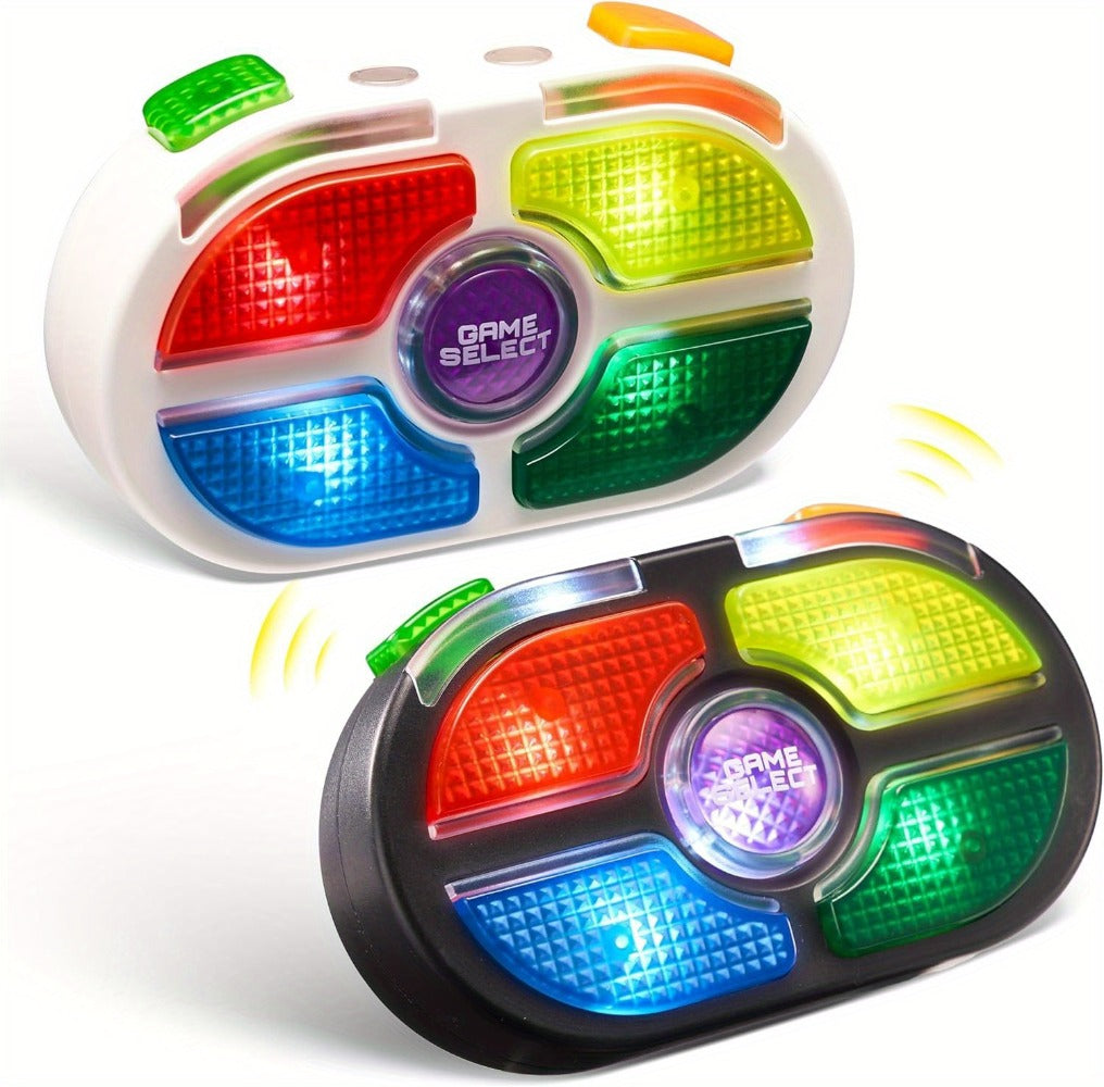 Portable Handheld Gaming Device 2-Pack, 7-Button Electronic Game with 4 Modes, Light & Sound, Memory & Speed Battle for Kids 