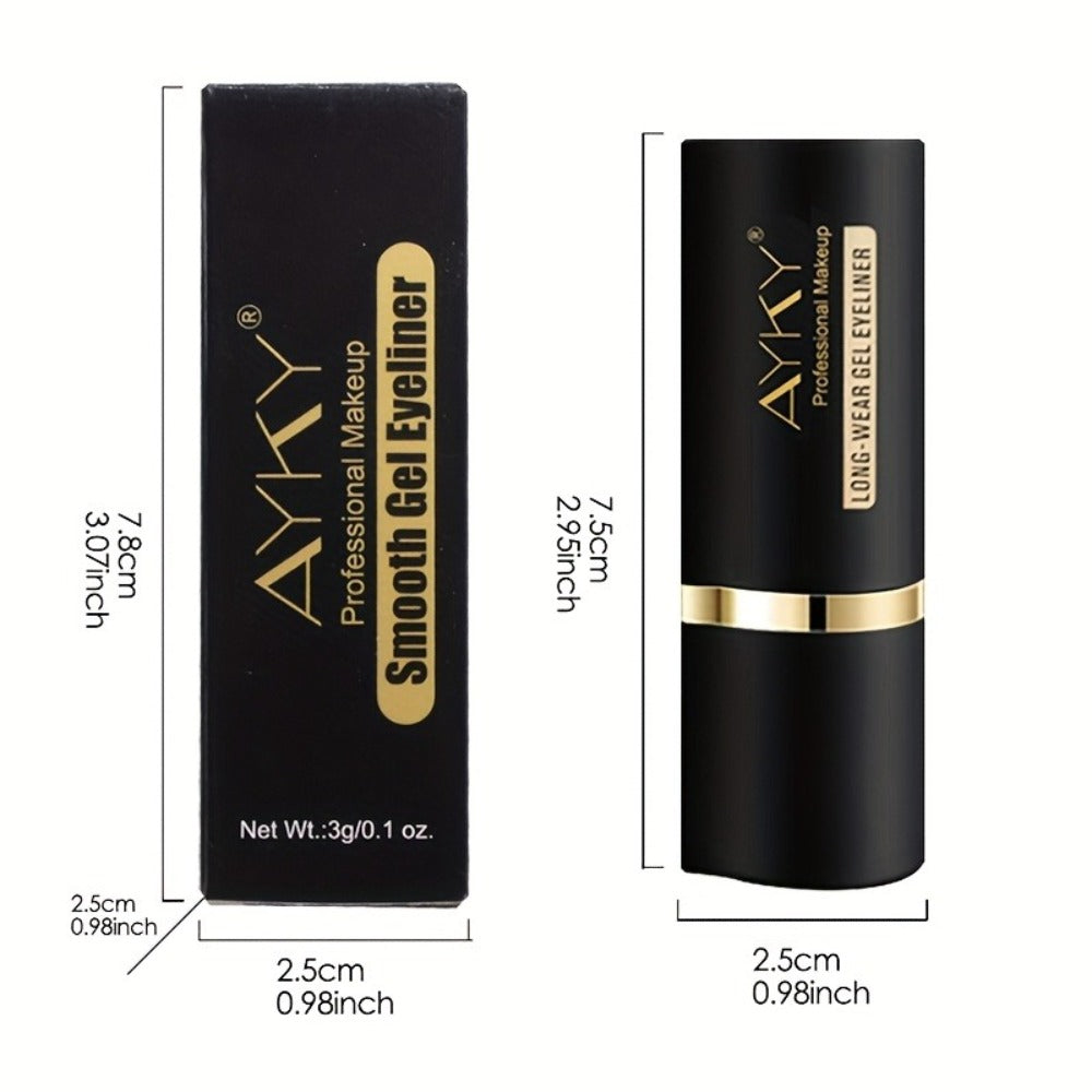 Compact Matte-Look Black Cone-Tip Eyeliner Set with Three Twist-Up Sticks in Black and Gold Cases — image 4