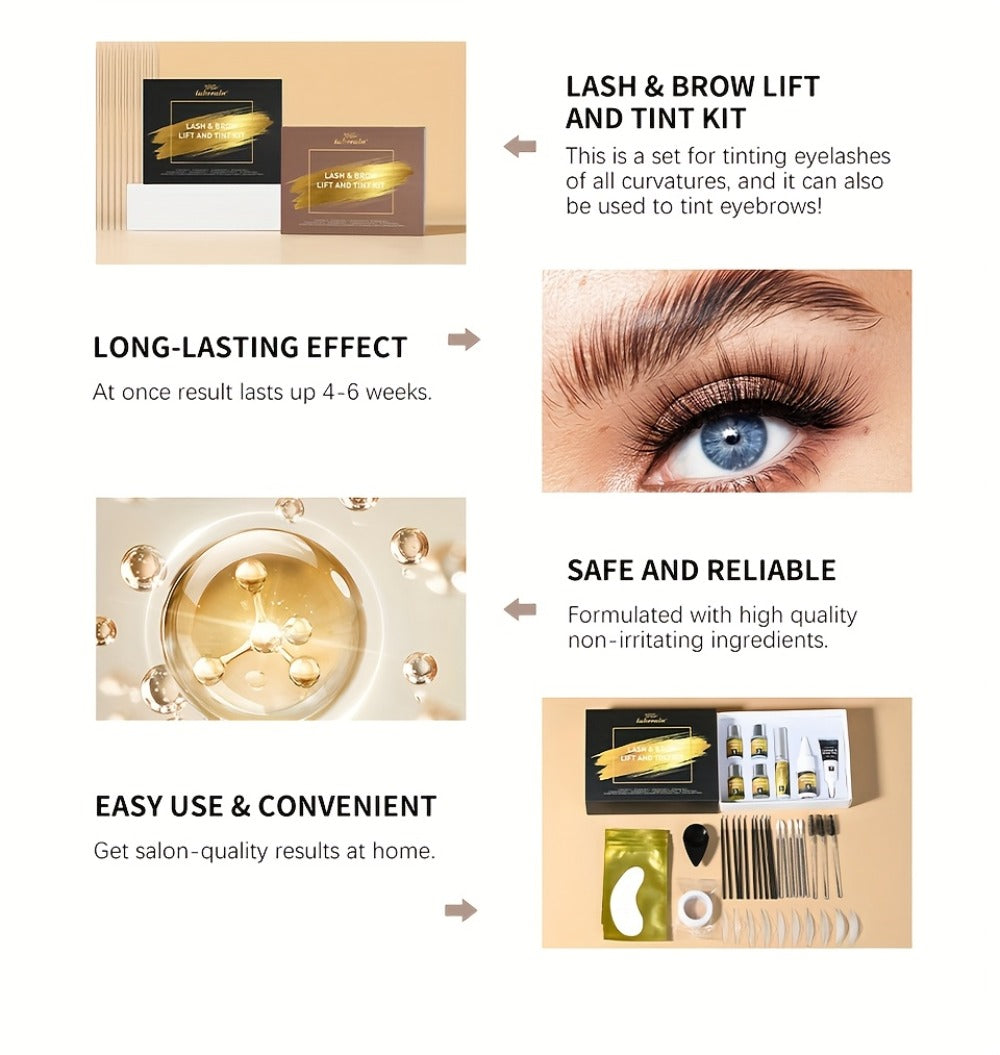 Lash Lift Kit & Brow Lamination Tint Set, 2-in-1 Eyelash Perm & Eyebrow Lamination with Black Brown Tint Dye — image 18