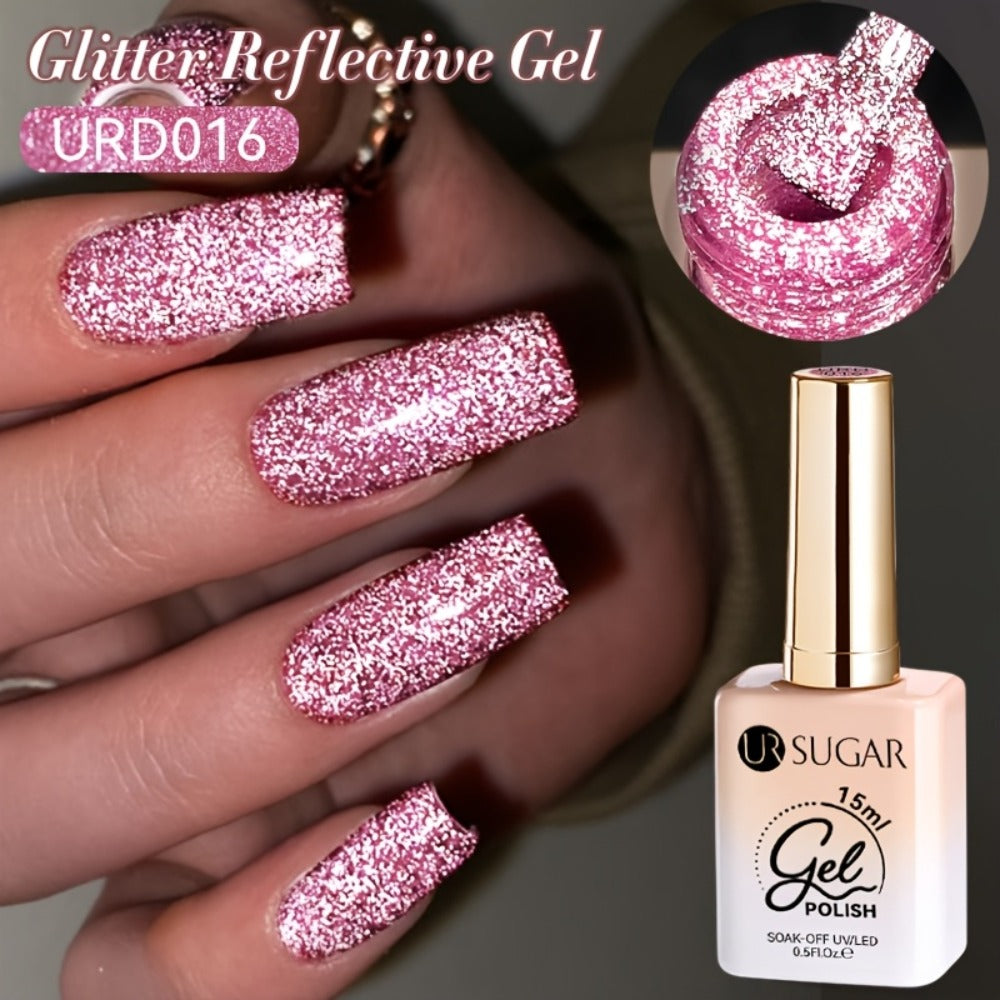 Gel Nail Polish UR SUGAR Reflective Glitter in 15ml with Fluorescent Neon Shimmer and UV/LED Soak-Off Cure — image 5