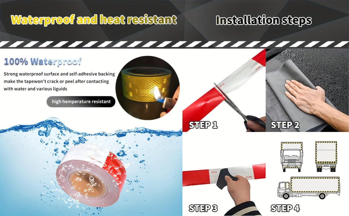 DOT-C2 Reflective Tape 2"x60' High Intensity Prismatic Self-Adhesive Safety Strip – Waterproof Wear-Resistant Ultra Bright fo