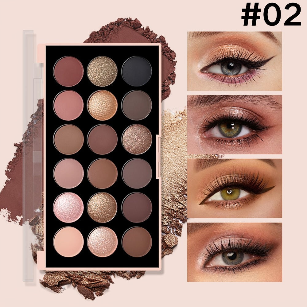 Eyeshadow Palette ANNA ROSE 18-Shade Compact with Pink-Brown Color Themes and Matte-Shimmer Finish Mix — image 10