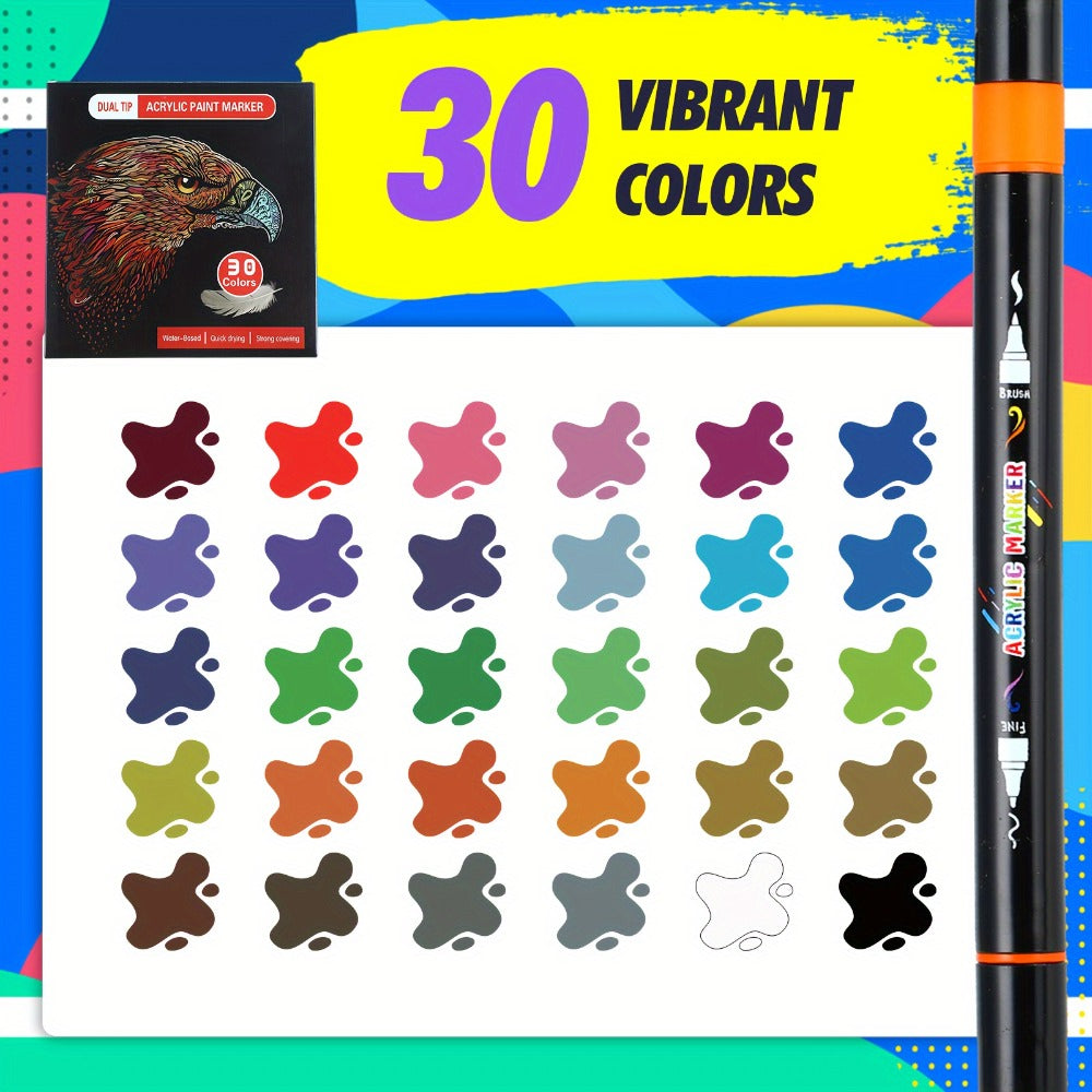 Acrylic Paint Markers Brush & Fine Dual Tip 30 48 60 Colors with the Listed Color, Size or Set Options for Everyday Use — ima