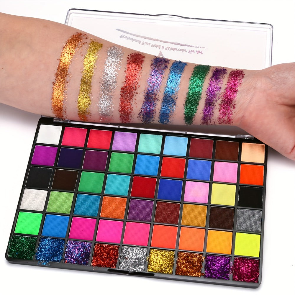 54 Color Face & Body Paint Kit with UV Fluorescent, Matte & Glitter Shades, Pattern Templates, Brushes & — image 15