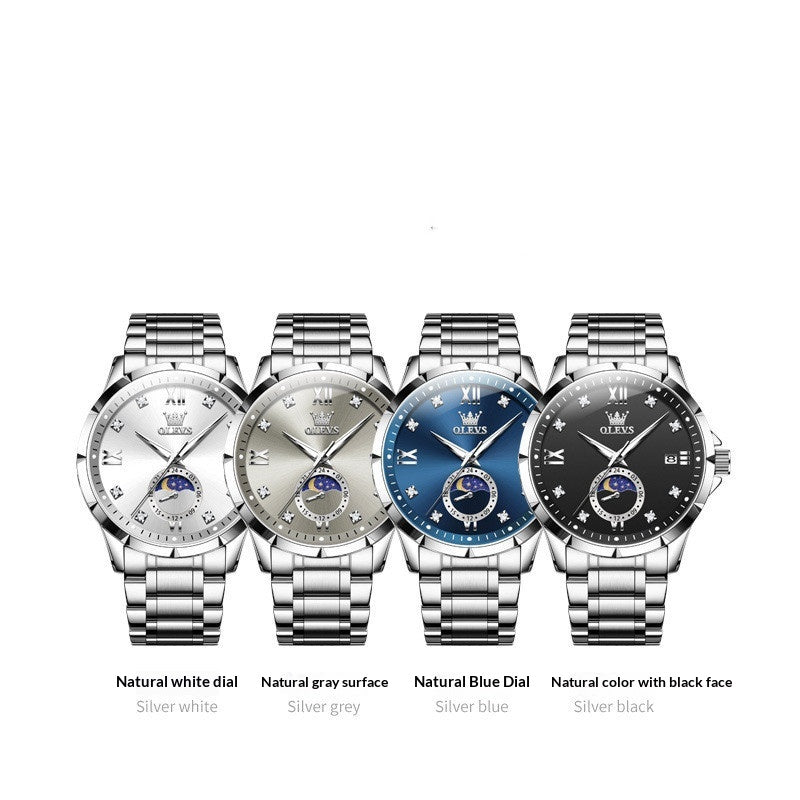 Stylish Mens Diamond-encrusted Calendar Quartz Watch A Classic Timepiece For The Modern Businessman