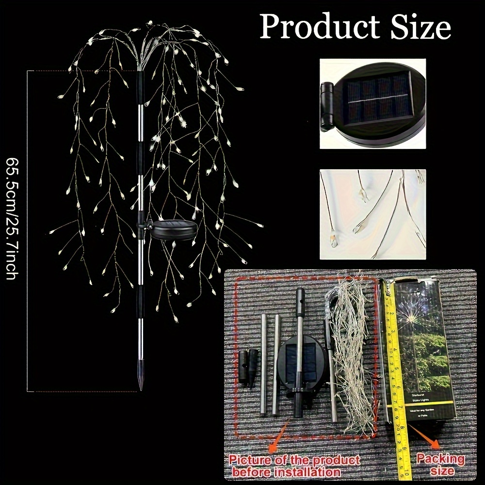 Solar Firecracker Cluster String Lights with 120 LEDs in Warm Color or Multicolor Checkout Options — image 4