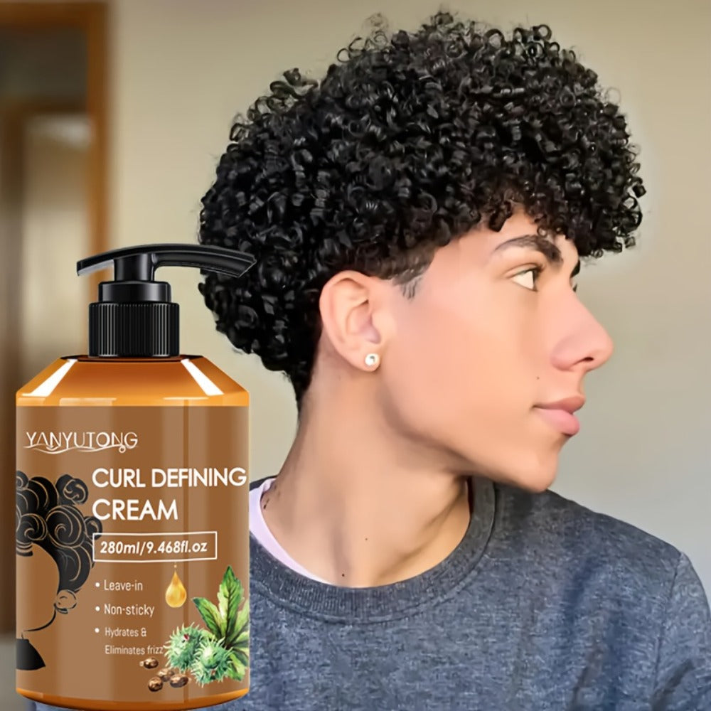 Curl Setting Cream with Castor Oil 280ml – Moisturizing Long-Lasting Curl Definition & Frizz Control, Non-Greasy Lightweight 