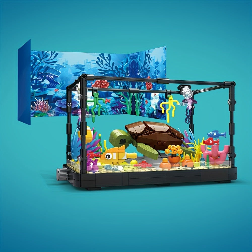 Building Block Set Marine Turtle Aquarium Model MY072 with Framed Underwater Scene and Hanging Sea Details — image 3