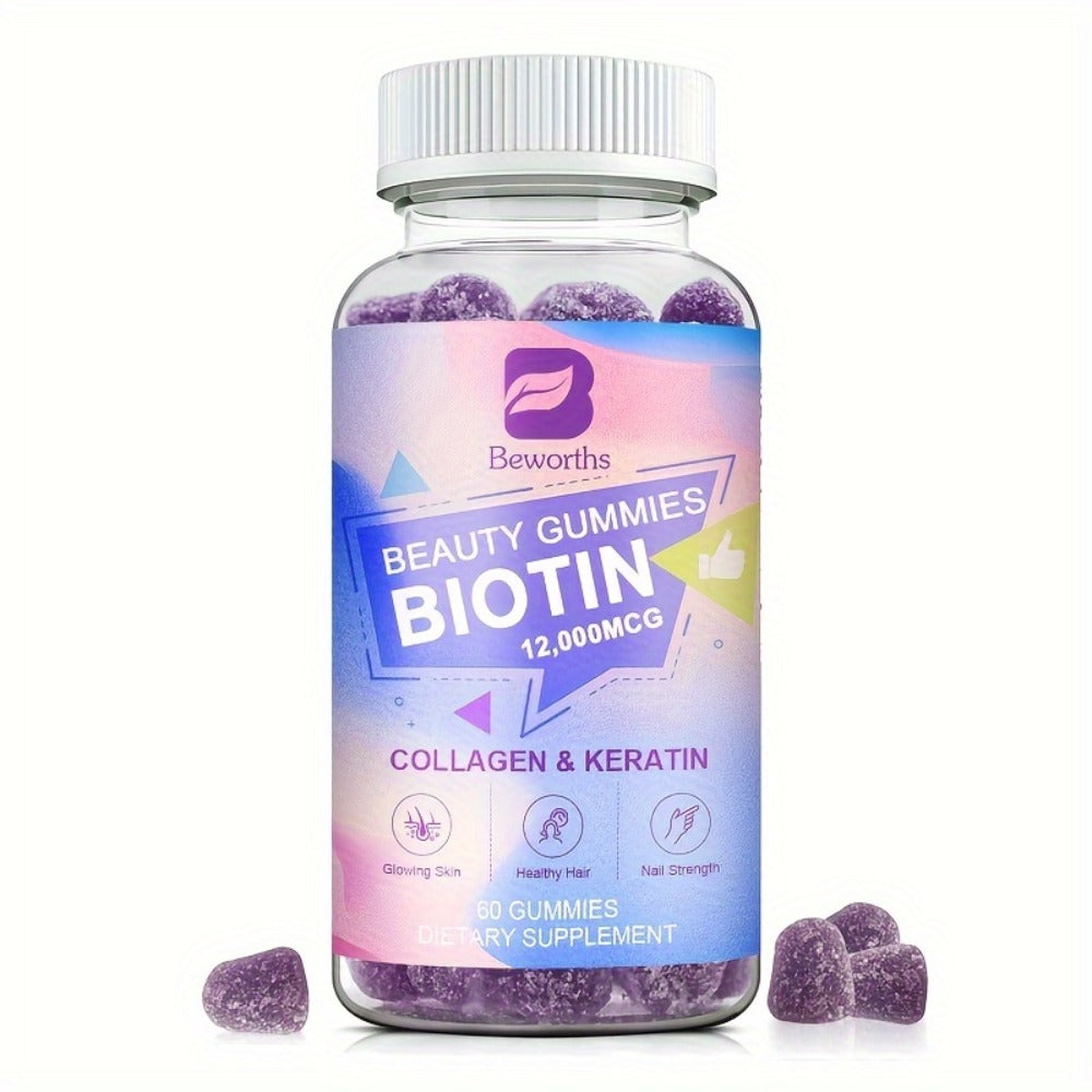 Biotin Gummies 12000mcg, with Collagen, Keratin, Chlorophyll, Zinc & Vitamins A B6 B12 C D E, Hair — image 3