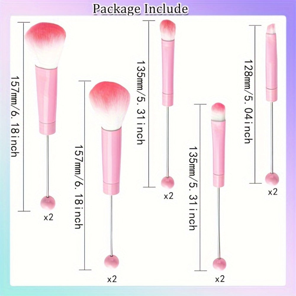 Makeup Brush Set, 10-Piece Bead-Ready ABS Handle Collection with Polyester Bristles and Eleven Color Options — image 7
