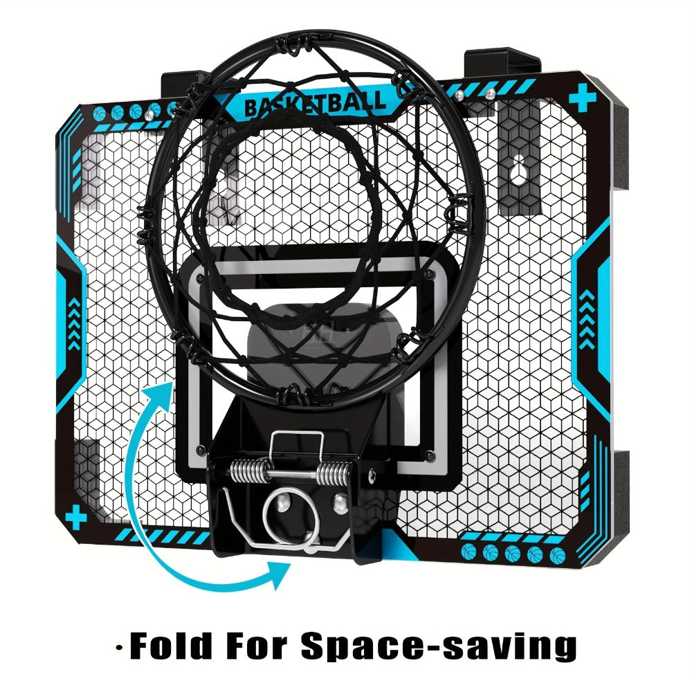 Over Door Basketball Hoop with LED Lights & Electronic Scoreboard, Mini Hoop Set with 4 Balls for Kids Teens Adults — image 1