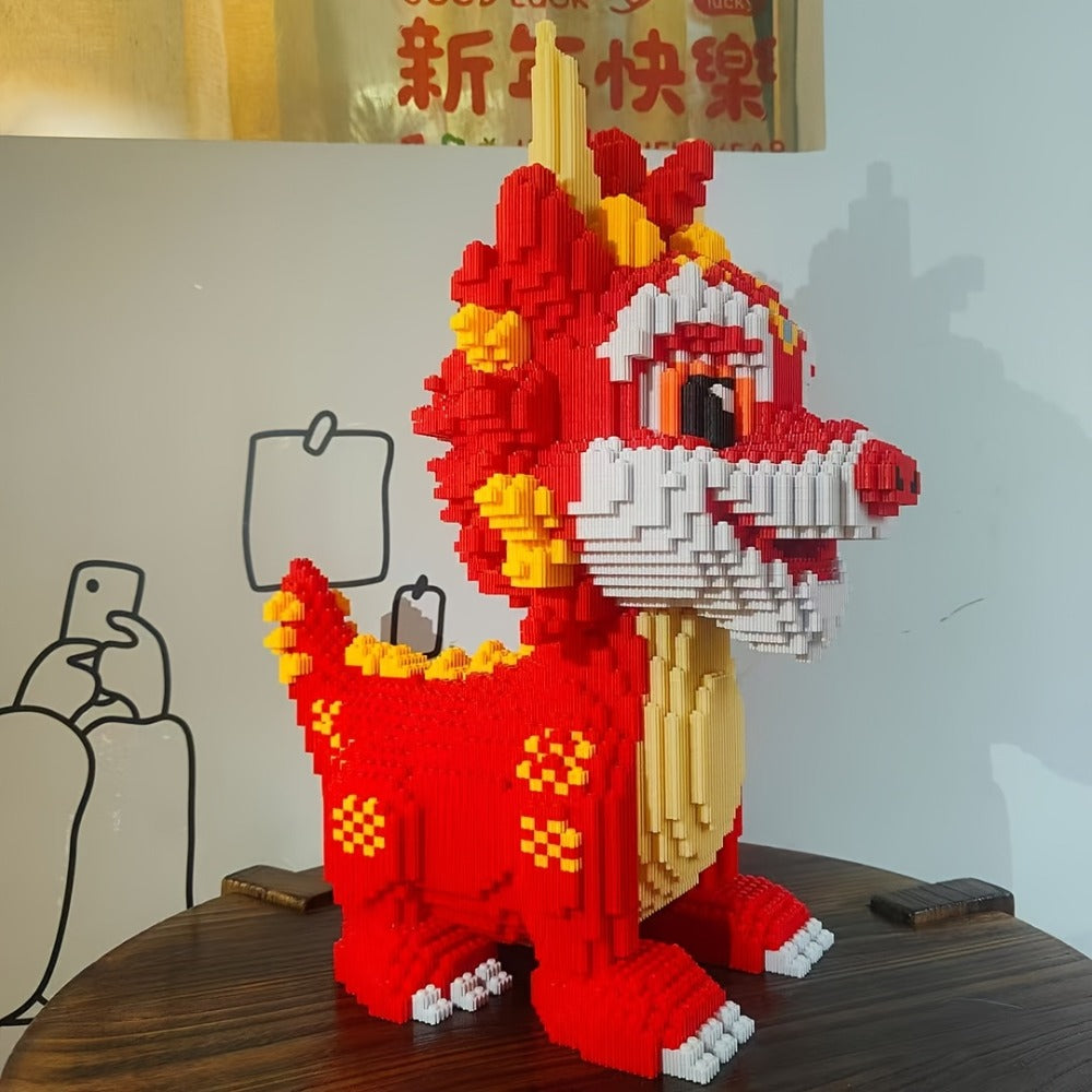 3D Chinese Dragon Model Assembly Set 4500pcs – DIY Build Mixed Color PP Festive Holiday Display Decoration Halloween Thanksgi