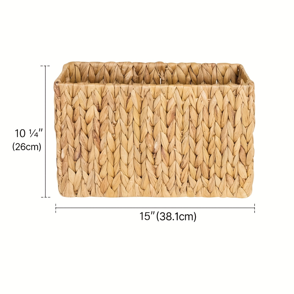Magazine Holder Basket – Hand Woven Water Hyacinth Wicker Organizer for Bathroom, Office, Living Room, Bedroom Storage & Boho