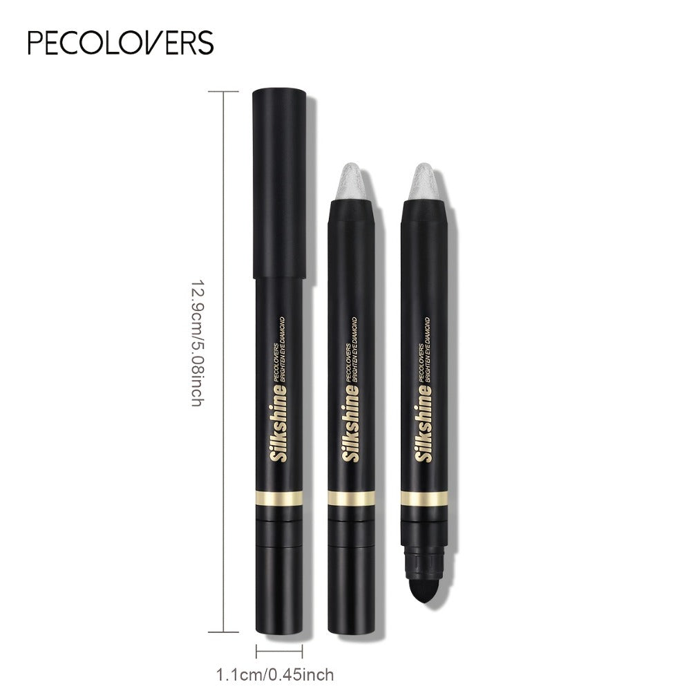 Shimmer Glitter Eyeshadow Stick Set 6 Pcs Dual-Tipped Eye Pencil with Blending Brush Creamy, for Makeup, Travel and Everyday 