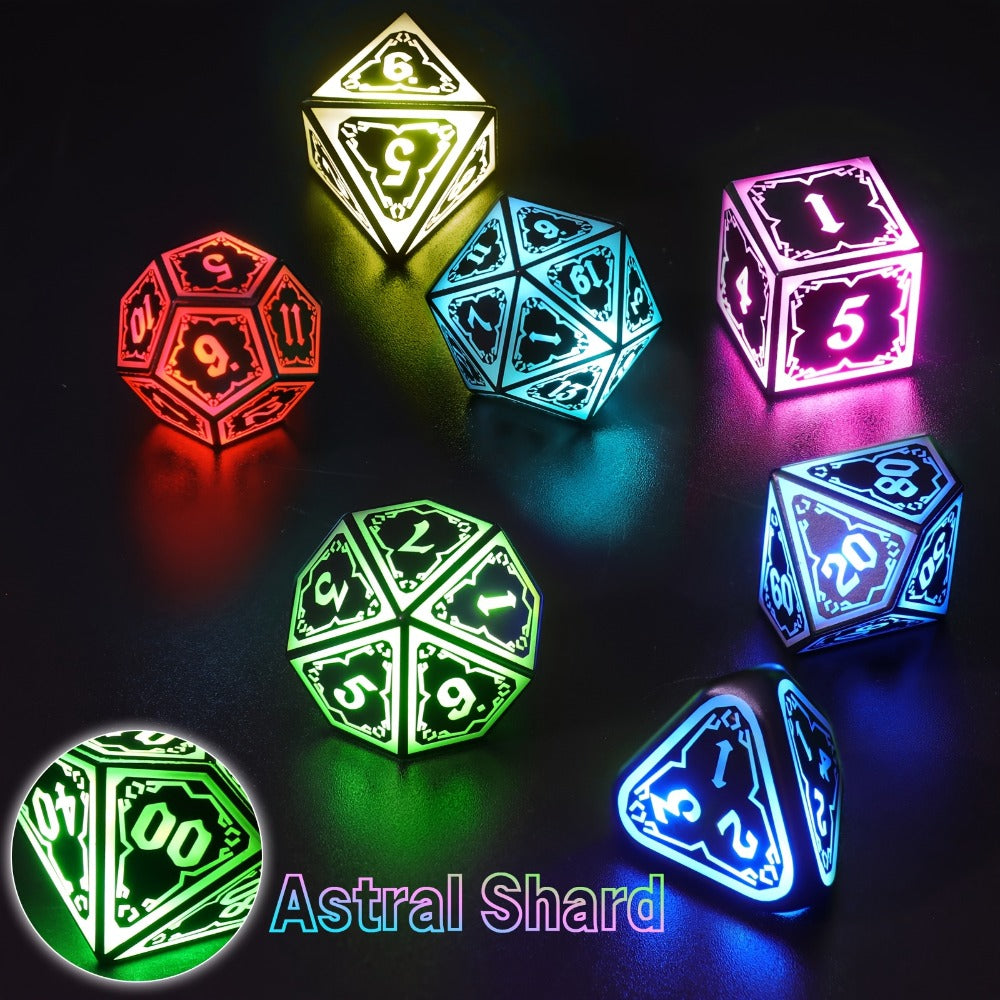 RGB LED DND Dice Set Rechargeable 7pcs, Illuminated Polyhedral Dice with Type-C Charging Case for D&D RPG Tabletop Games — im