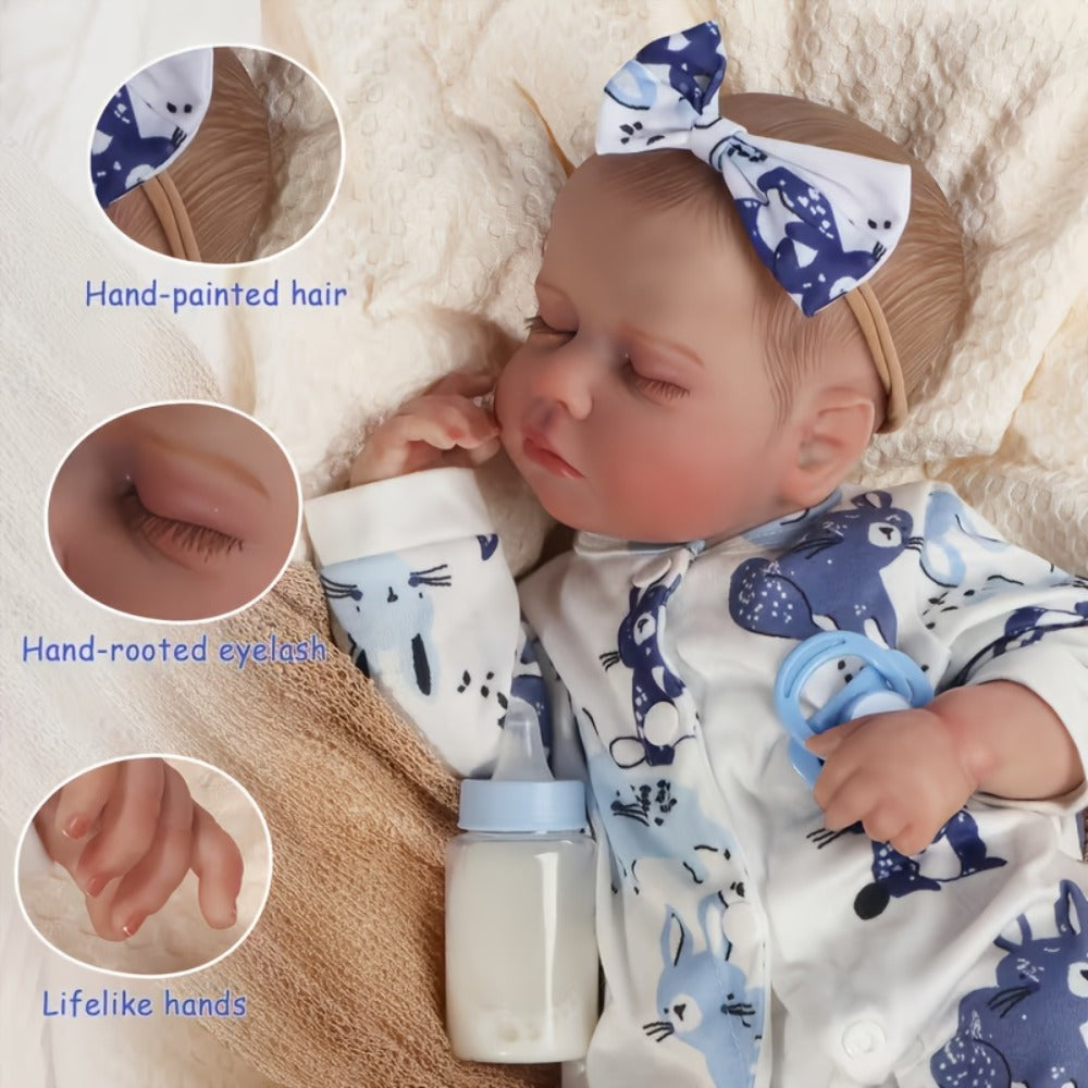 18-Inch Baby Doll in Blue-Print Outfit with Sleeping or Open-Eye Face Options and No Bottle or Pacifier — image 2