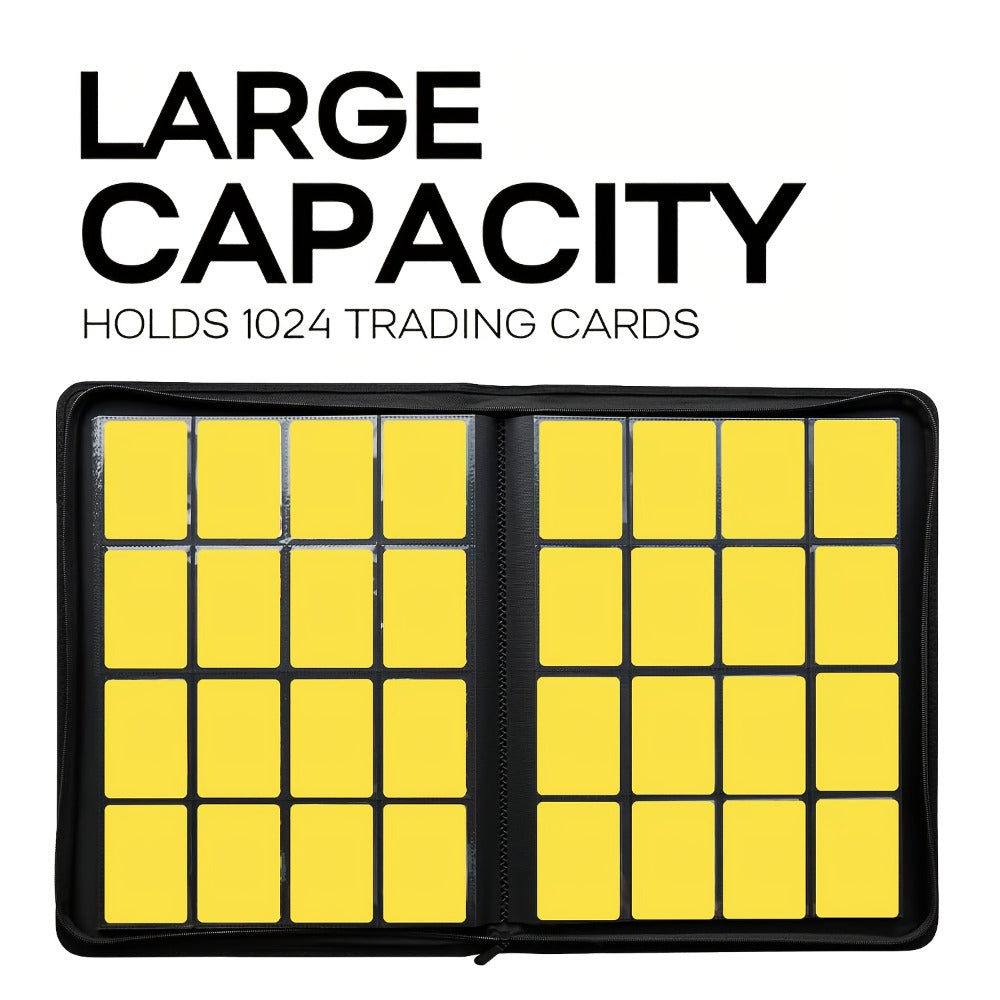 Trading Card Binder Ringless 16 Pocket – Double-Sided Side-Loading Zipper Card Album for Pokemon MTG TCG Sports Cards K-pop P