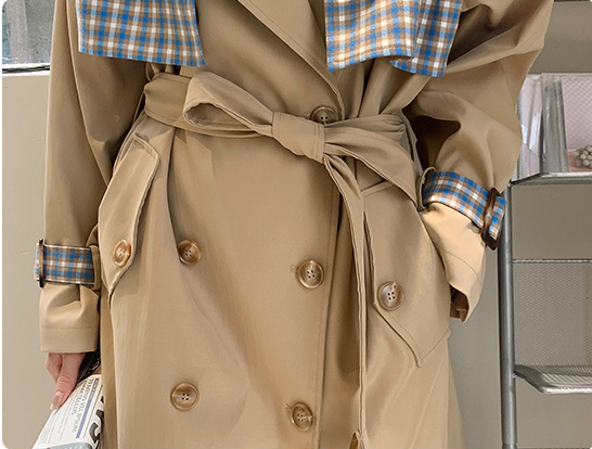 Women Plaid Stitching Popular Coat Jacket