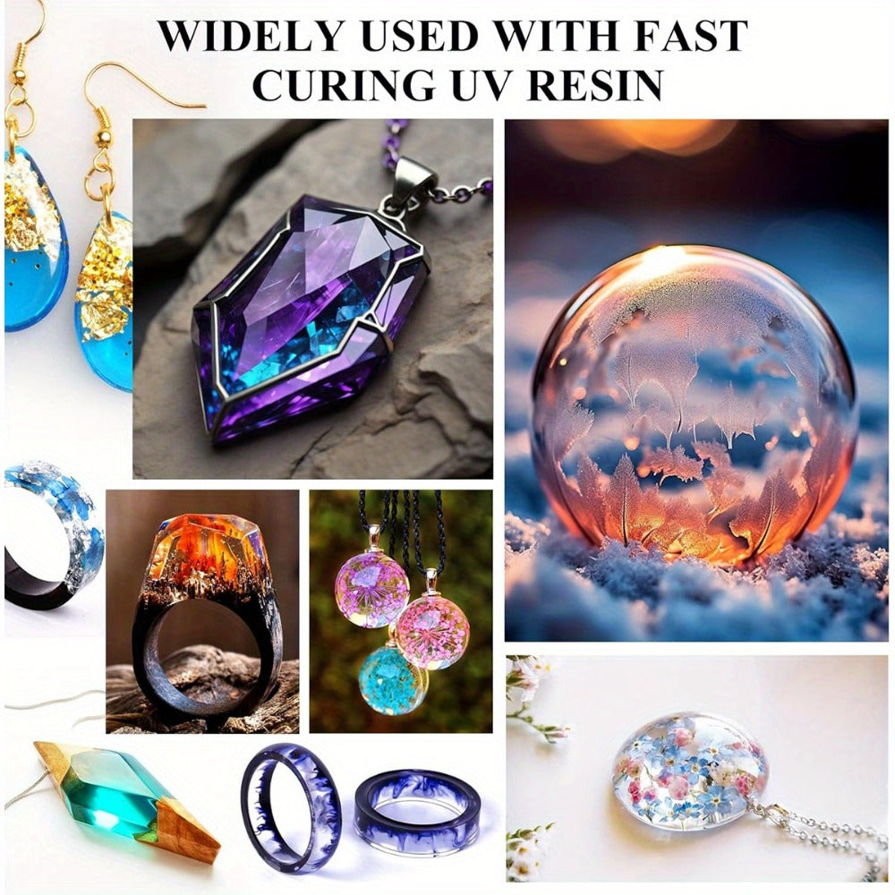 Crystal Clear UV Resin 500g or 1000g, Hard Gloss Fast Low Odor UV Epoxy Resin for Jewelry Making Keychains Pendants Resin Art