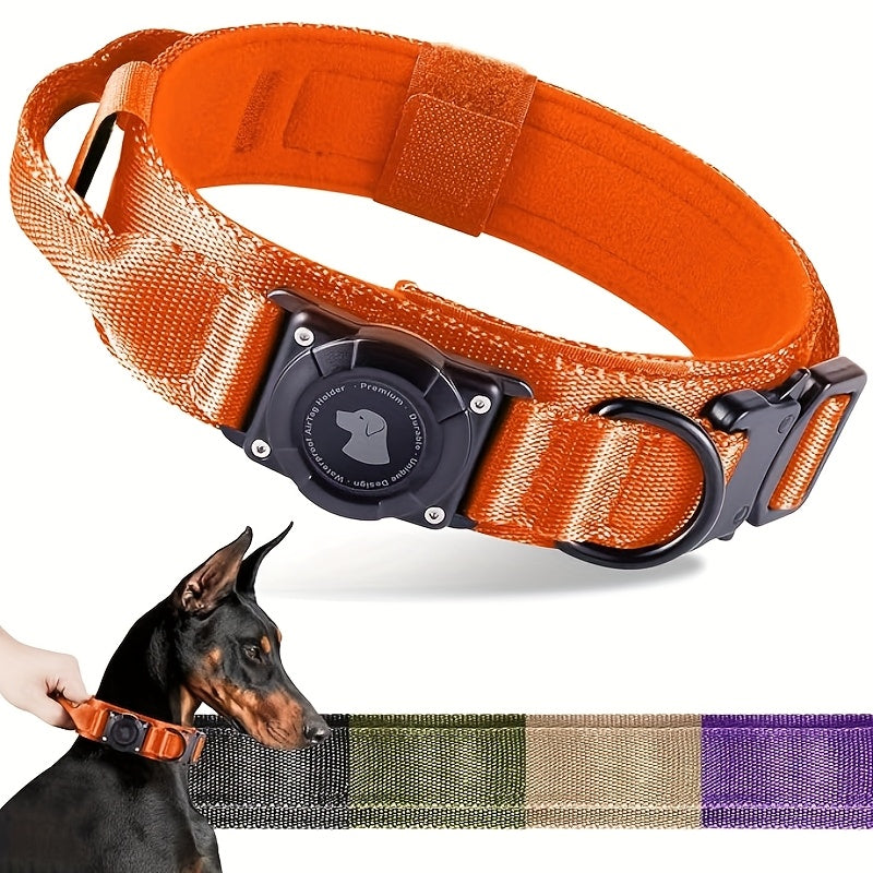 Tactical Dog Collar with Handle and Round Tracker Holder Case in Nine Colors and Sizes M to XL — image 23