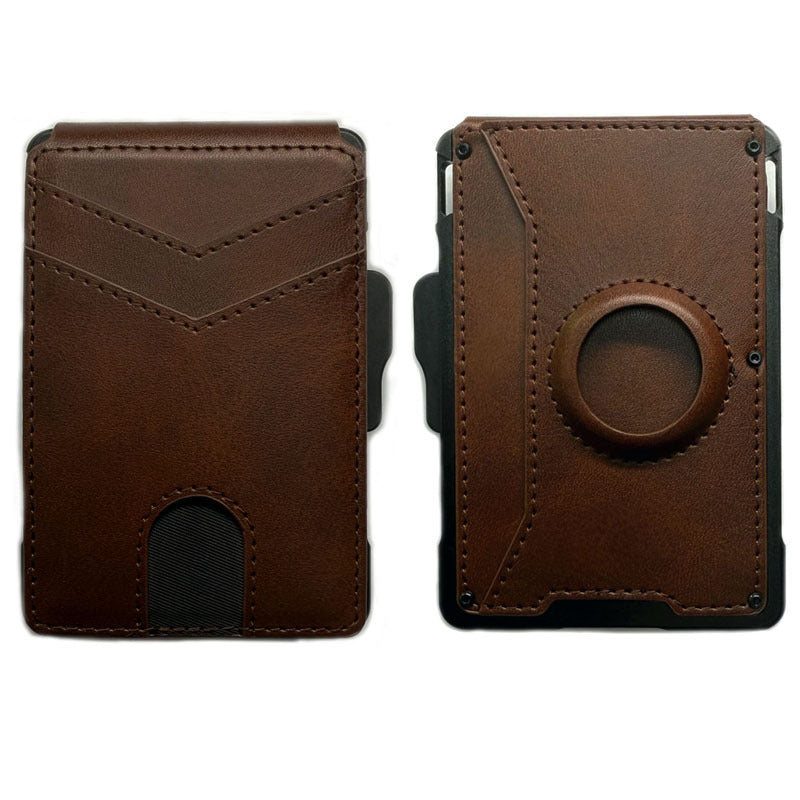 Wallet Men's Card Holder Large Capacity Flip Carbon Fiber Metal Cartridge