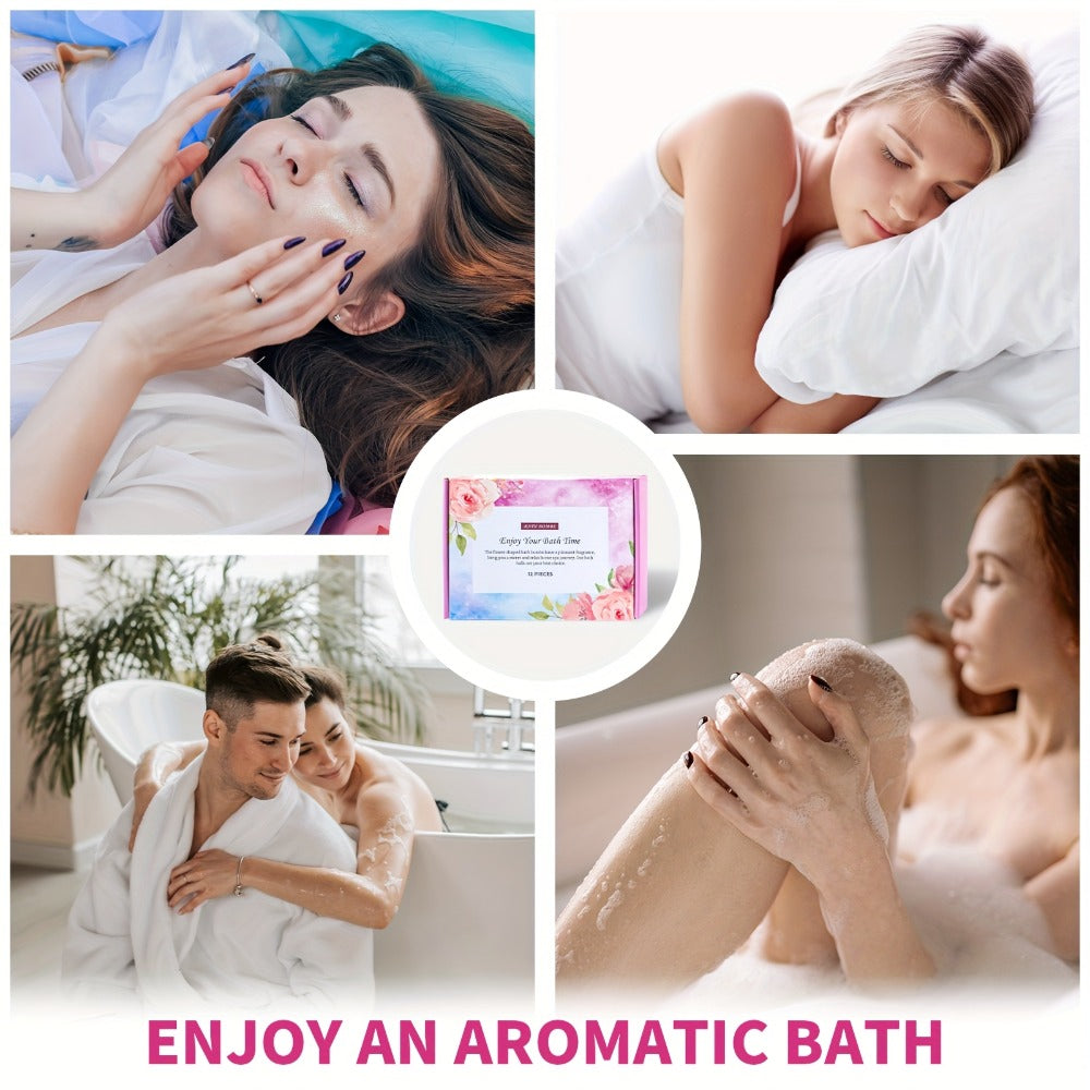 Bath Bombs, 12-Piece Shea Butter and Essential Oil Gift Set with Assorted Round Fizzers and Fragrance Labels — image 6