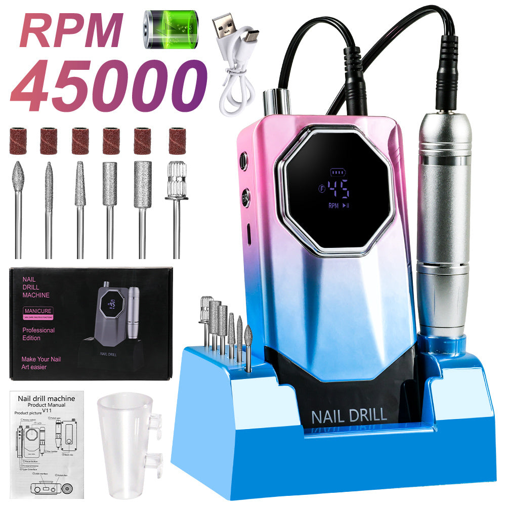 Electric Nail Drill 45000 RPM USB Rechargeable Kit with LCD, Forward Reverse and Three Finishes — image 17