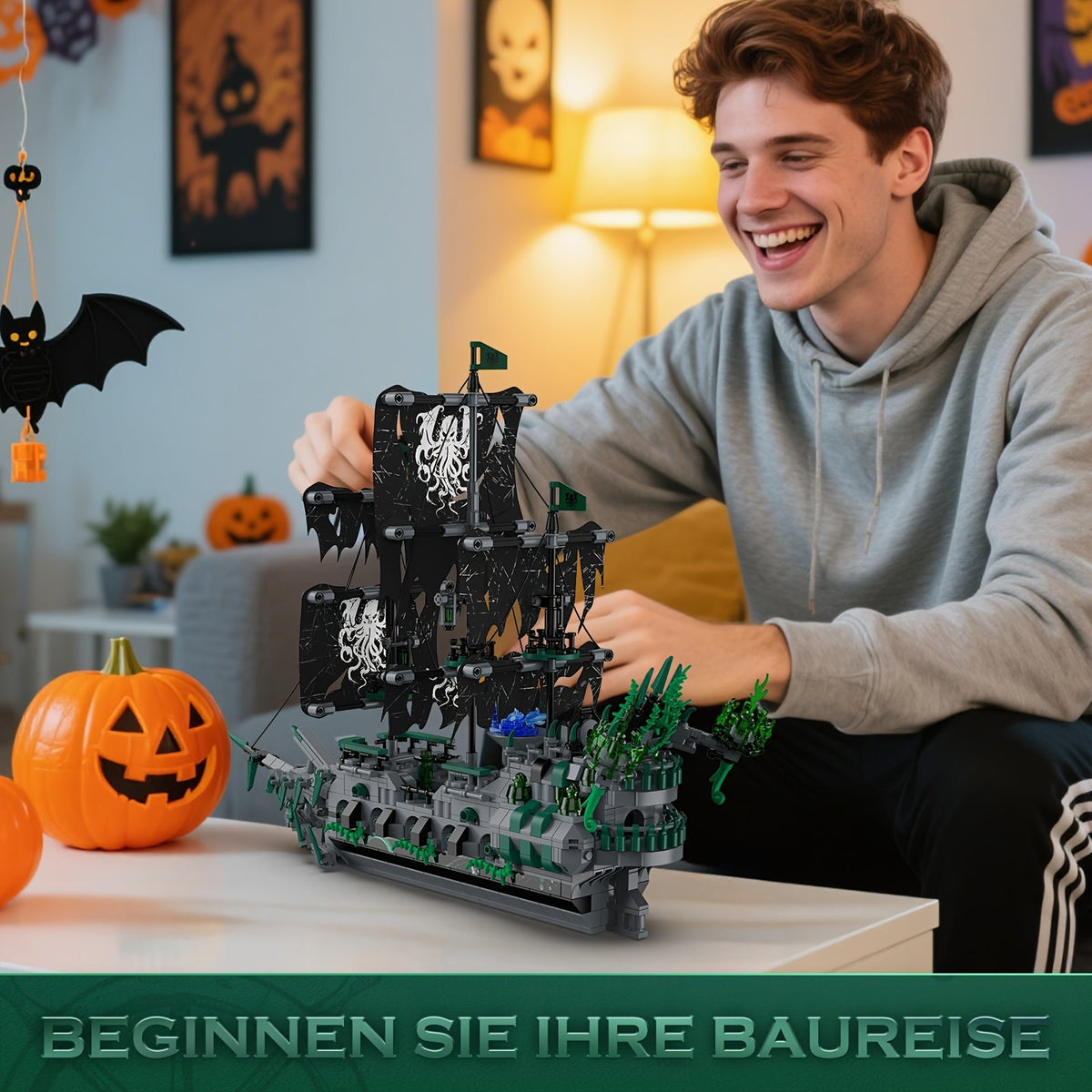 Flying Dutchman Pirate Ship Building Blocks Ghost Ship Model 40001 with LED Lights, Adult Teen Collector Construction Kit — i