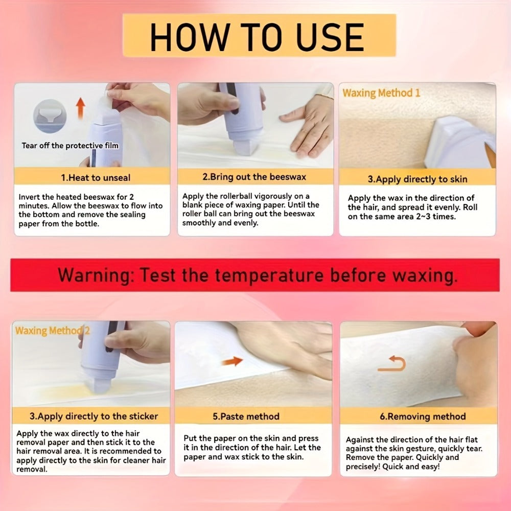 Wax Warmer Roller Kit for Hair Removal – Portable Electric Roll-On Soft Wax Heater for Women & Men, At-Home & Salon Waxing — 
