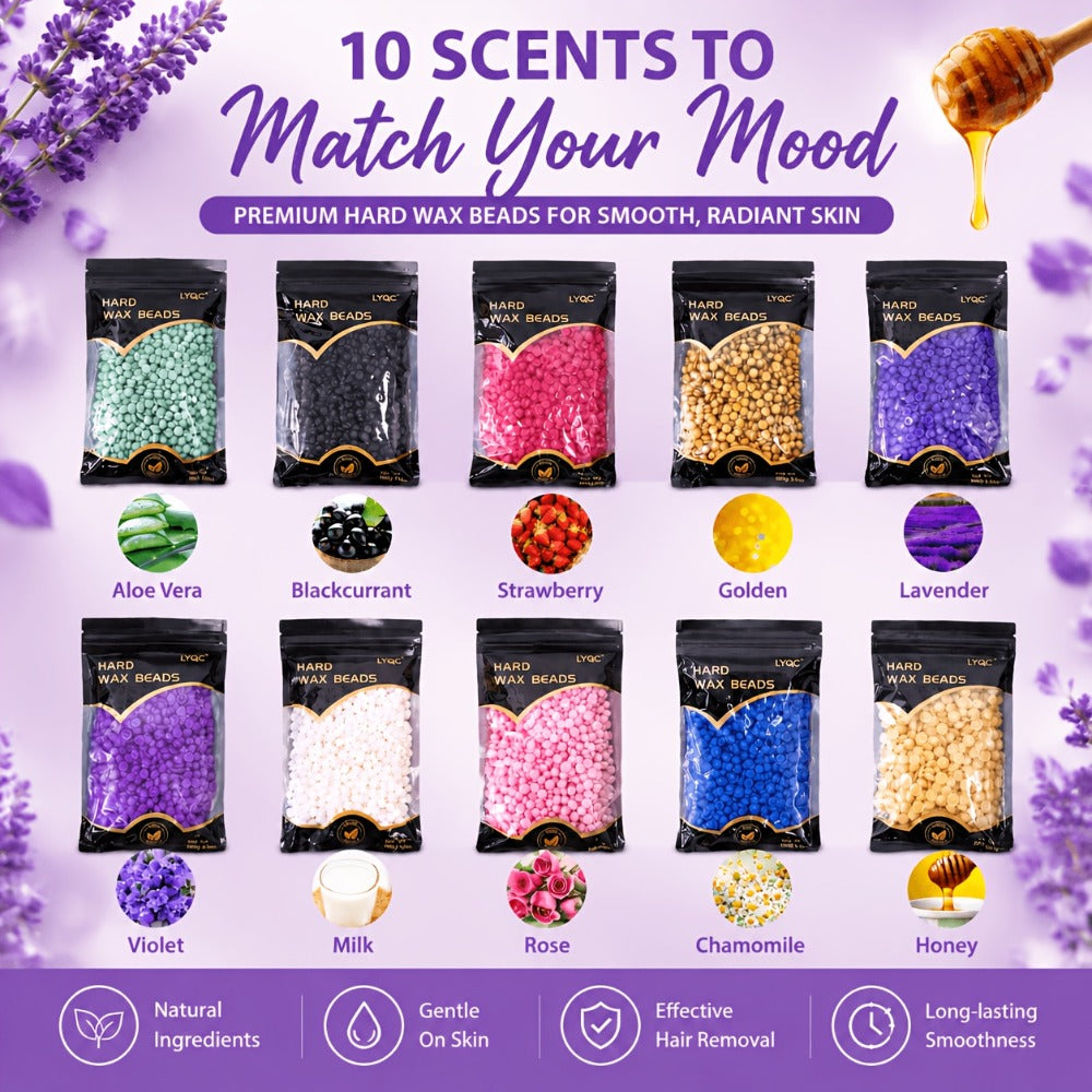 Hard Wax Beads for Hair Removal Full Body 1000g/2000g – Professional Waxing Kit with 20 Applicator Sticks — image 2