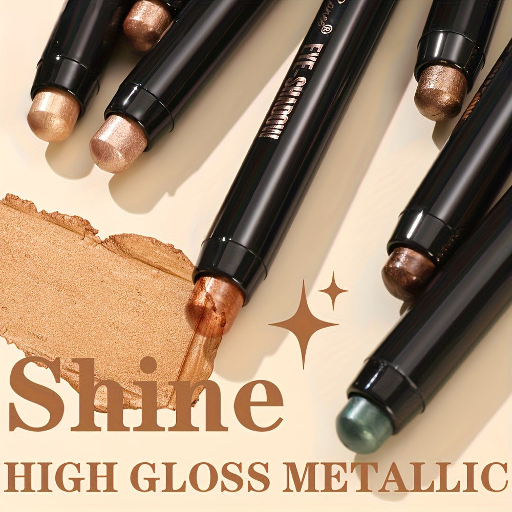 Shimmer Eyeshadow Stick Set 12 Pcs Double-Ended Glitter Cream Eye Shadow Pencil Waterproof, for Makeup, Travel and Everyday V