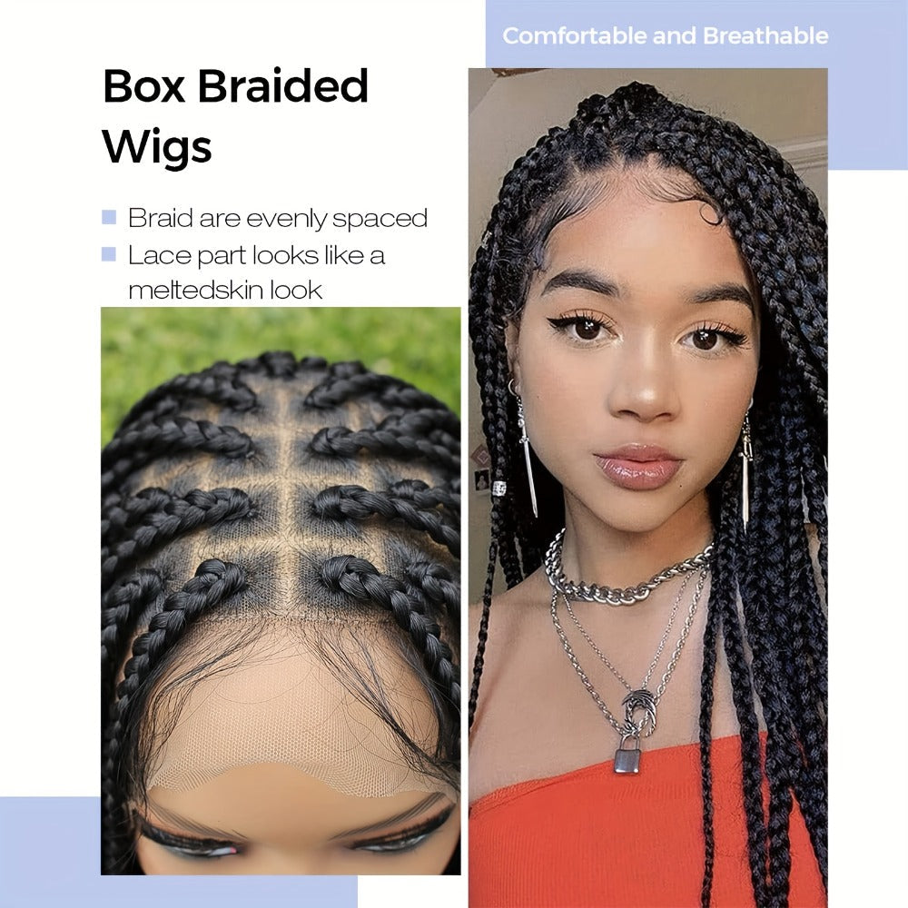 Extra-Long Natural Black Braided Wig with Full Lace Cap and 40-Inch Straight Box Braids for Styling — image 9