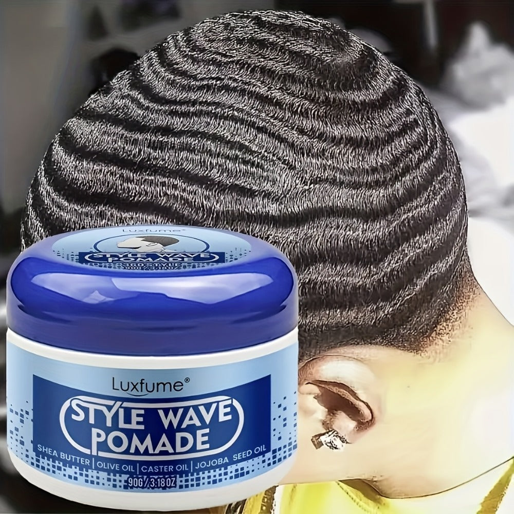 Wave Pomade Strong Hold & Edge Control 3.18oz 2-Pack – Luxfume Non-Greasy Hair Styling Cream with Natural Botanical Extracts,