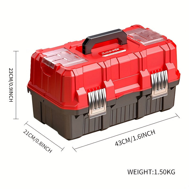 Portable Toolbox Organizer with Tray & Dividers – 17/21 Inch Heavy-Duty 3-Layer Folding Tool Storage Box for Home, Garage & W