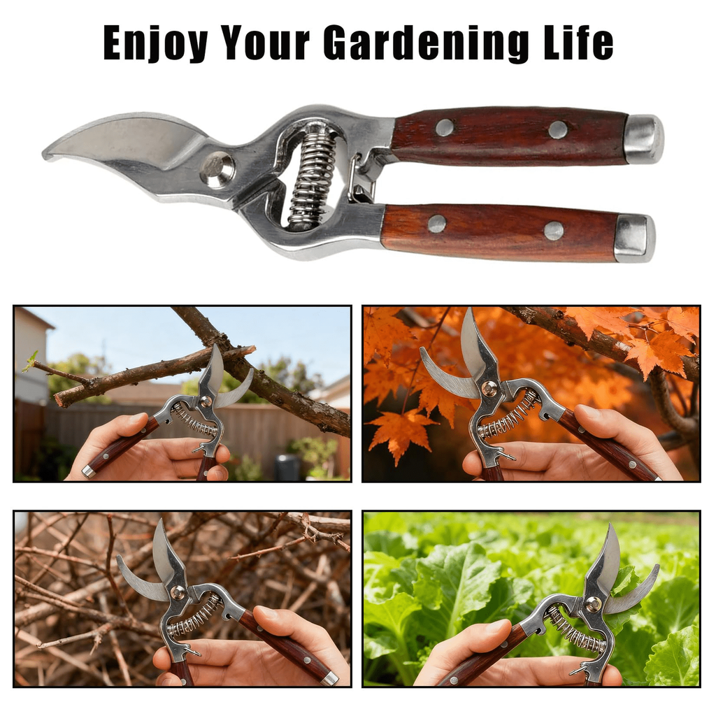 Garden Scissors 2-Pack Pruning Shears Set Curved and Straight Bypass Blades 8-Inch Ultra Sharp Plant for Garden, Patio and Ya