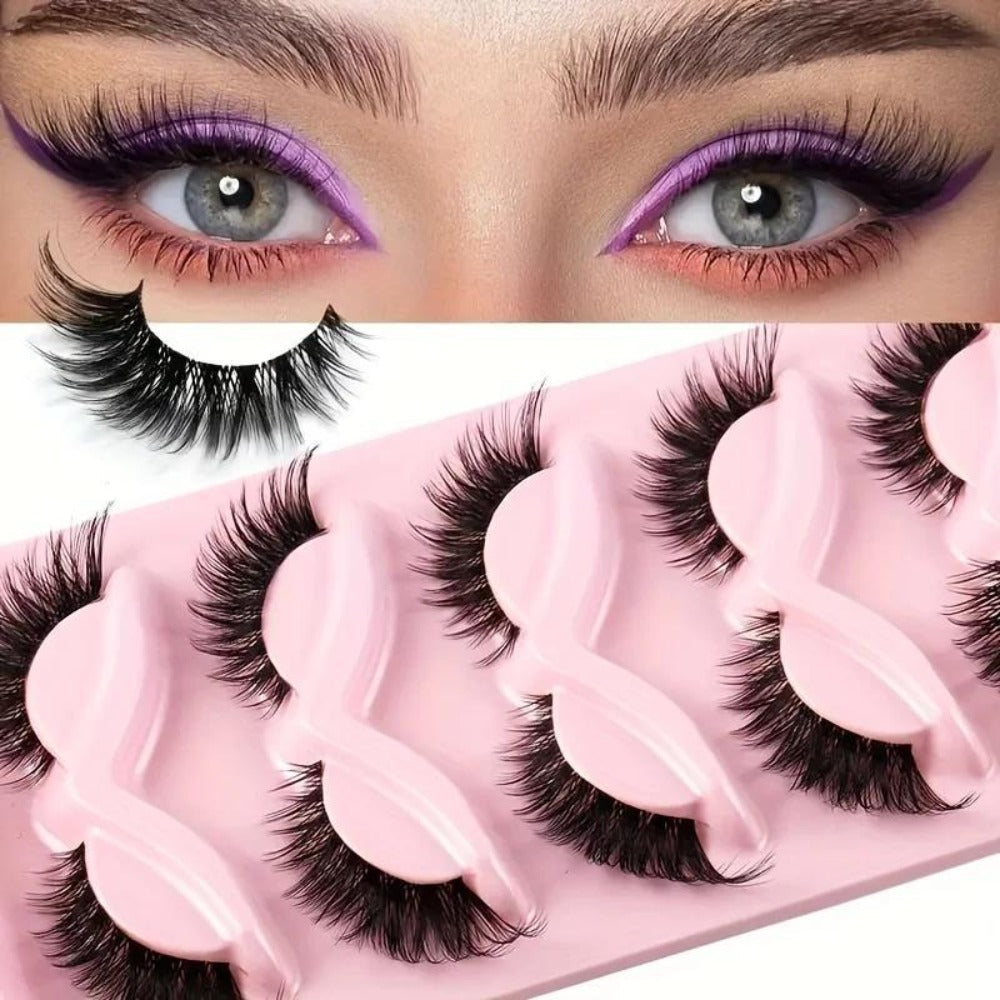 15 Pairs Cat Eye Strip Lashes – Natural Long Manga Wispy False Eyelashes with Winged Tips, 3 Boxes Elongated Dramatic Eye Loo