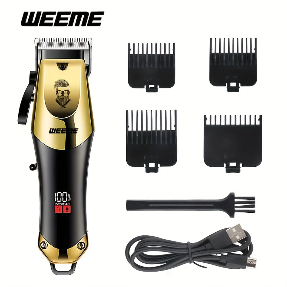 Hair Clipper Set for Men USB Rechargeable – LCD Display Cordless Trimmer, Guide Combs & Cleaning Brushes, Professional Home H